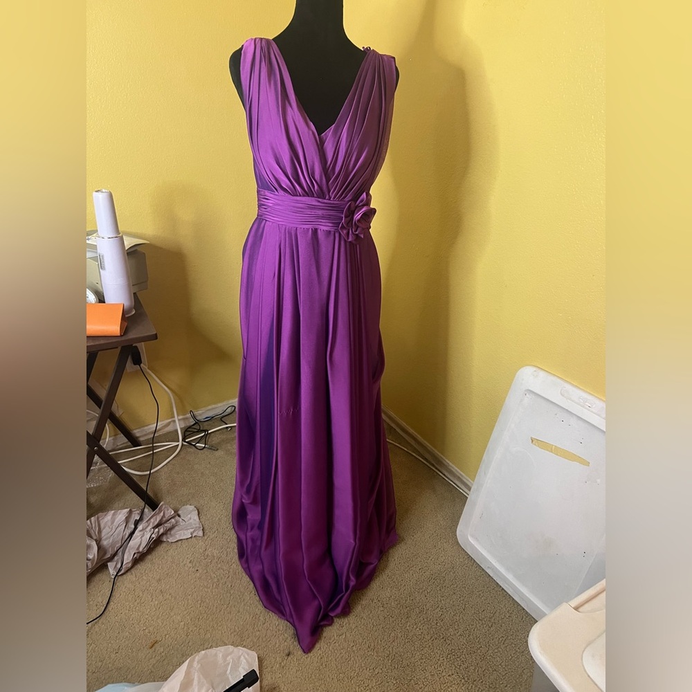 JS Collections Purple V-Neck Wrap Maxi Dress with Side Rosette (Color Magenta)
